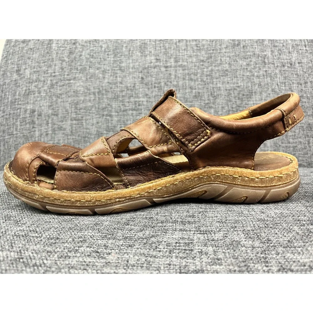 Born Cabot III Mens Brown Leather Fisherman Sandals Caged Closed Toe Size 11/44